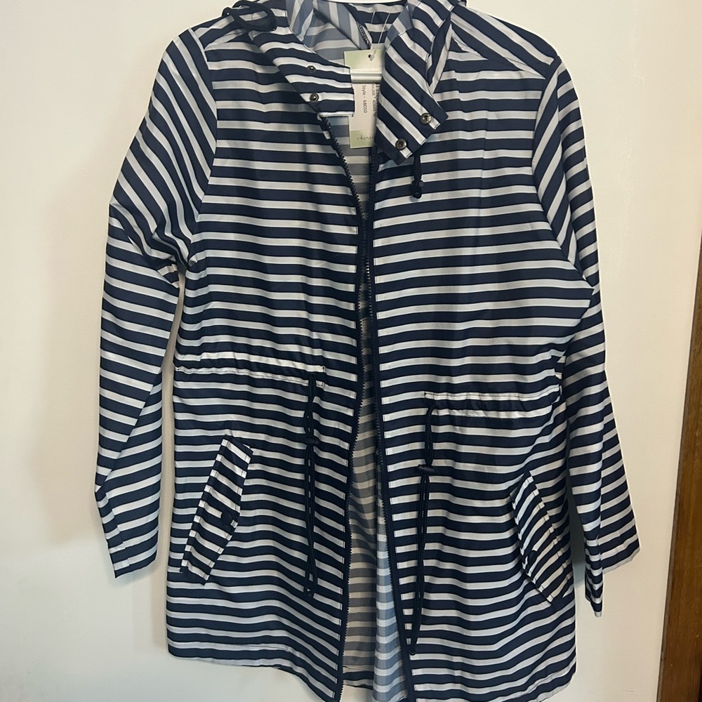 KEREN hart Navy and White Striped Jacket